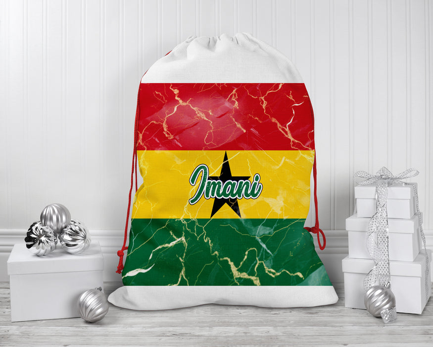 Personalized Reusable Santa Sack African Country Flag Series - Ghana Flag