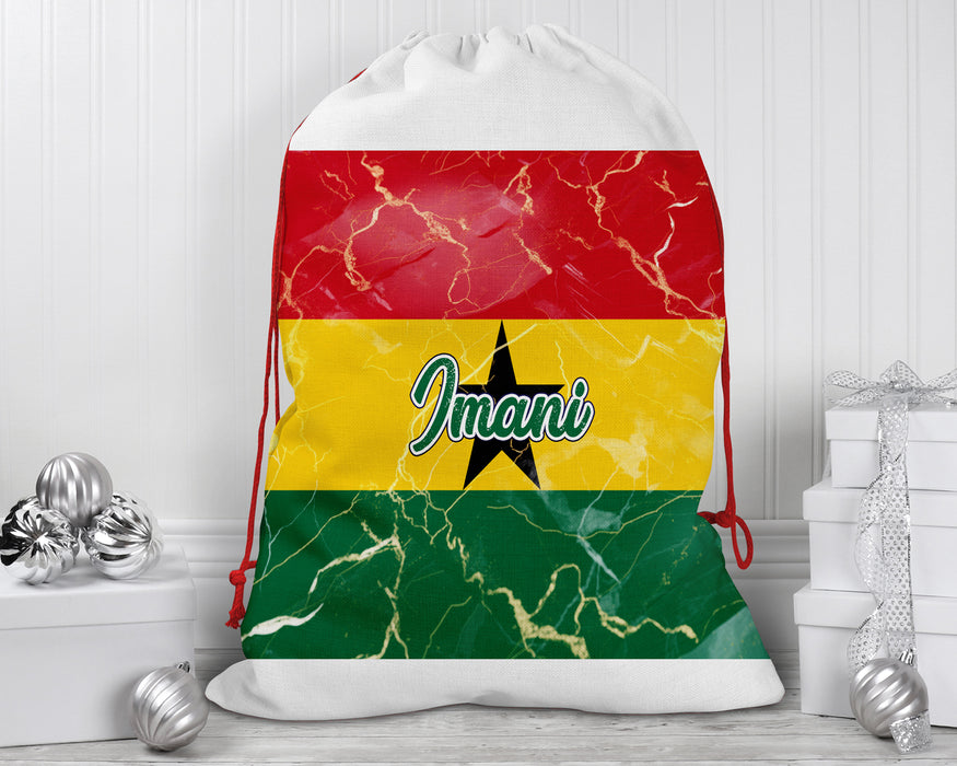 Personalized Reusable Santa Sack African Country Flag Series - Ghana Flag