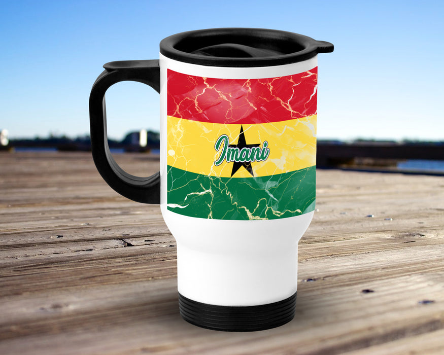 Personalized Insulated Travel Mug 14oz African Country Flag - Series Ghana Flag