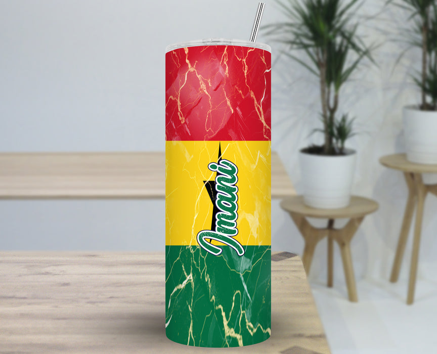 Personalized 30oz Travel Skinny Tumbler African Country Flag Series - Ghana Flag