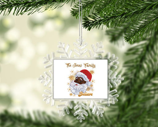 Personalized Believe In Santa Black Ornament