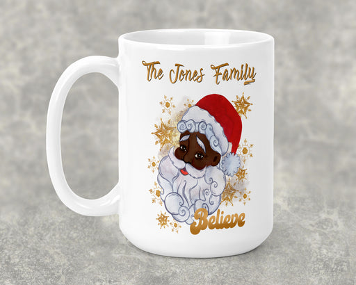 Personalized Believe In Santa Black Mug