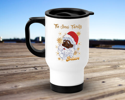Personalized Believe In Santa Black Travel Mug