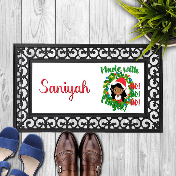 Personalized Gorgeous Woman Made With Magic Wreath Door Mat