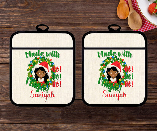 Personalized Gorgeous Woman Made With Magic Wreath Potholder