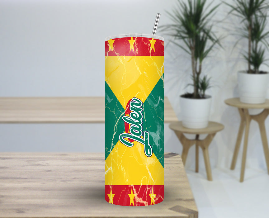 Personalized 30oz Travel Skinny Tumbler Country Flag Series - Grenada Flag