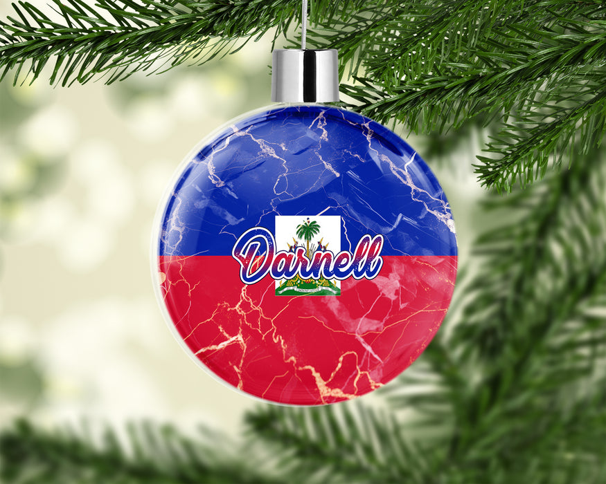 Personalized Christmas Tree Ornament Country Flag Series - Haiti Flag
