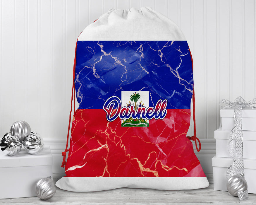 Personalized Reusable Santa Sack Flag Series - Haiti Flag