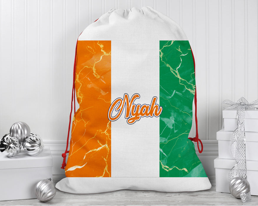 Personalized Reusable Santa Sack African Country Flag Series - Ivory Coast Flag