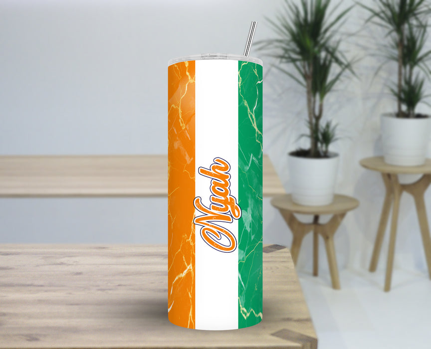 Personalized 30oz Travel Skinny Tumbler African Country Flag Series - Ivory Coast Flag