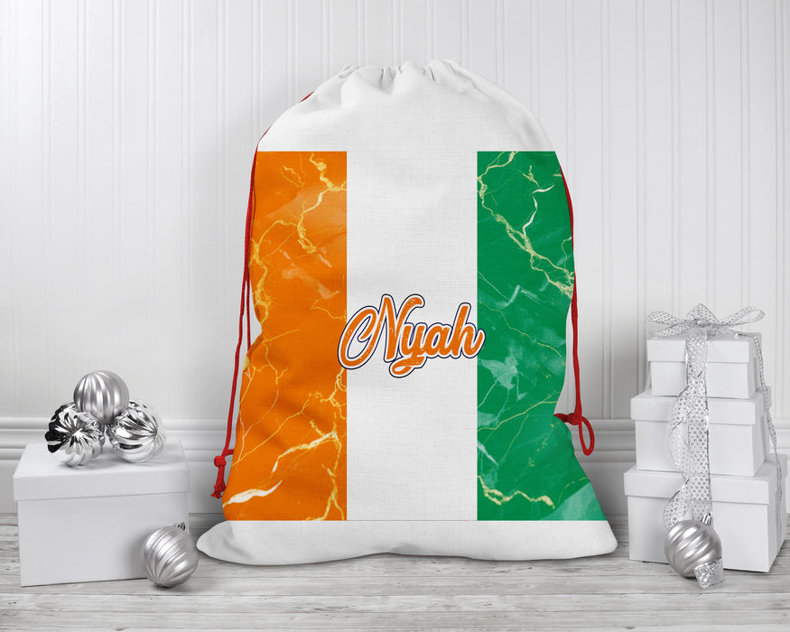 Personalized Reusable Santa Sack African Country Flag Series - Ivory Coast Flag