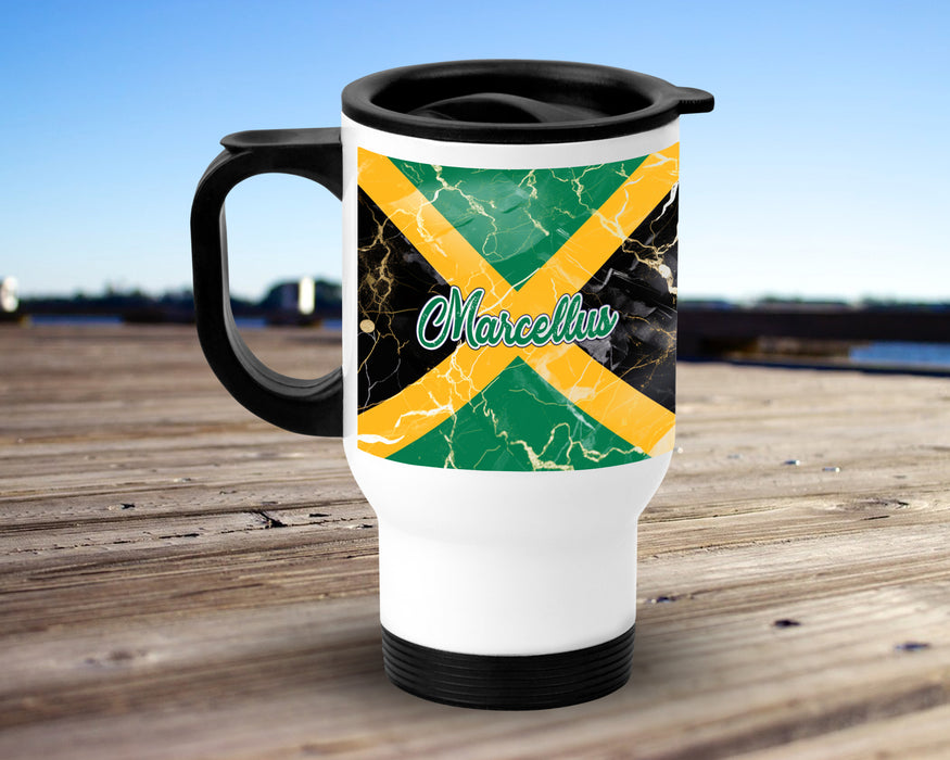 Personalized Insulated Travel Mug 14oz Country Flag Series - Jamaica Flag