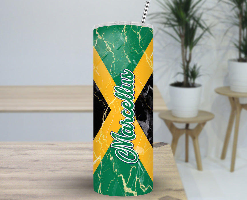 Personalized 30oz Travel Skinny Tumbler Country Flag Series - Jamaica Flag