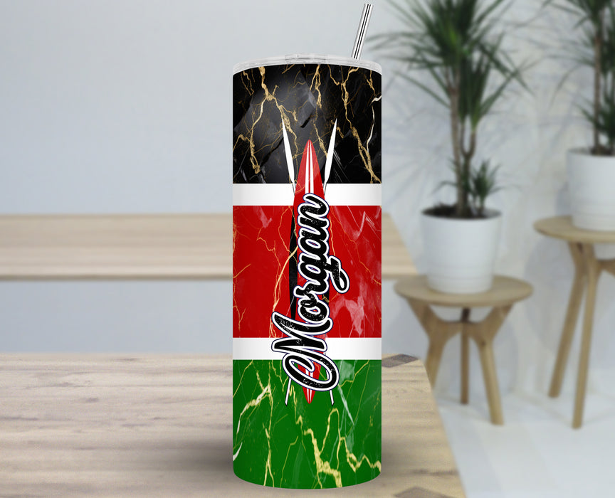 Personalized 30oz Travel Skinny Tumbler African Country Flag Series - Kenya Flag