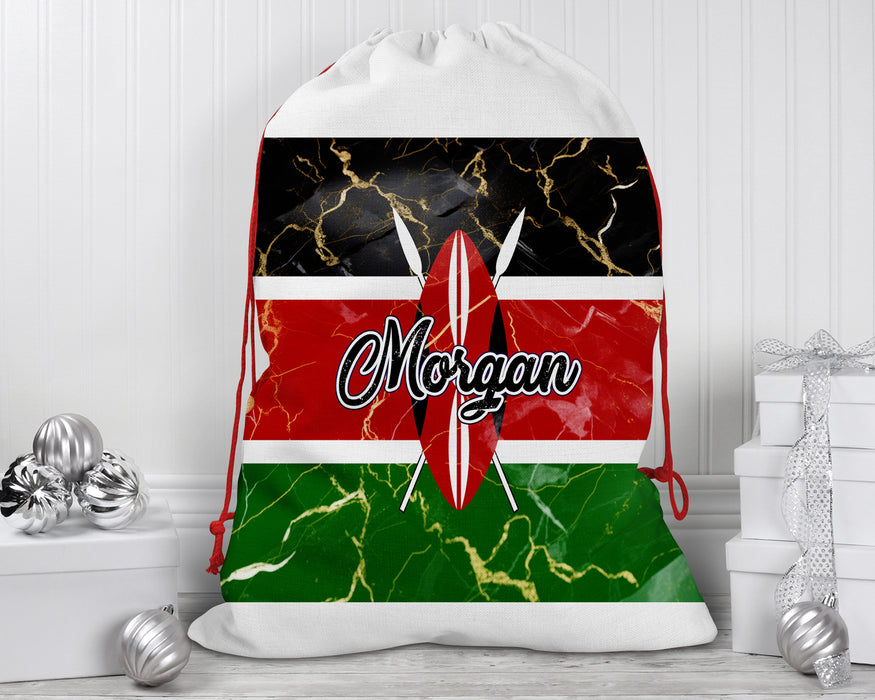 Personalized Reusable Santa Sack African Country Flag Series - Kenya Flag