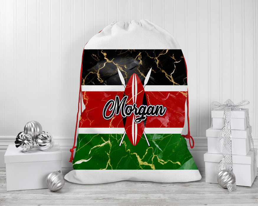 Personalized Reusable Santa Sack African Country Flag Series - Kenya Flag