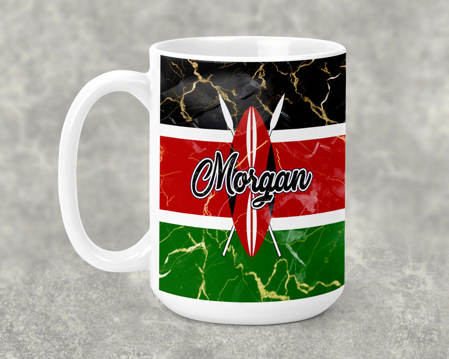 Personalized Ceramic 15oz Mug African Country Flag Series - Kenya Flag