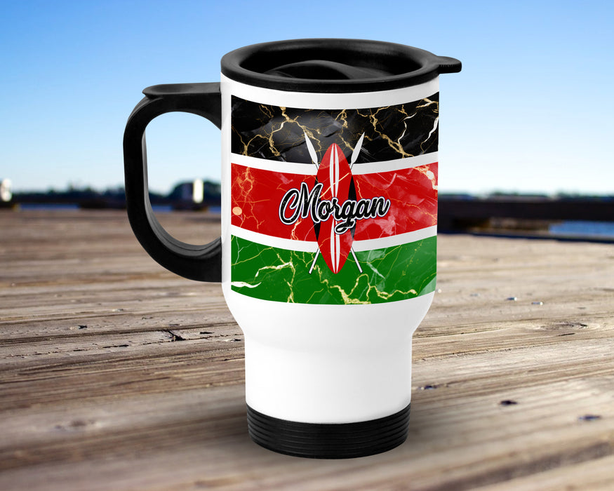 Personalized Insulated Travel Mug 14oz African Country Flag Series - Kenya Flag