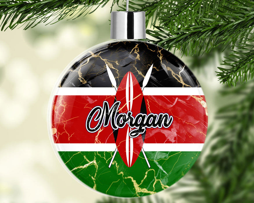 Personalized Christmas Tree Ornament African Country Flag Series - Kenya Flag