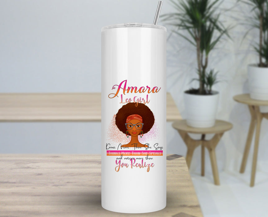 Birthday Black Queen Celebrate Zodiac Month Personalized 30oz Travel Skinny Tumbler