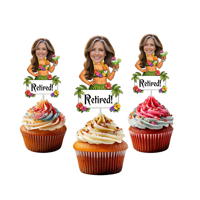Personalized Retirement Cupcake Toppers – Custom Retirement Party Decorations with Your Photo
