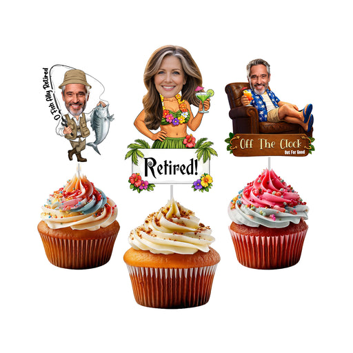 Personalized Retirement Cupcake Toppers – Custom Retirement Party Decorations with Your Photo