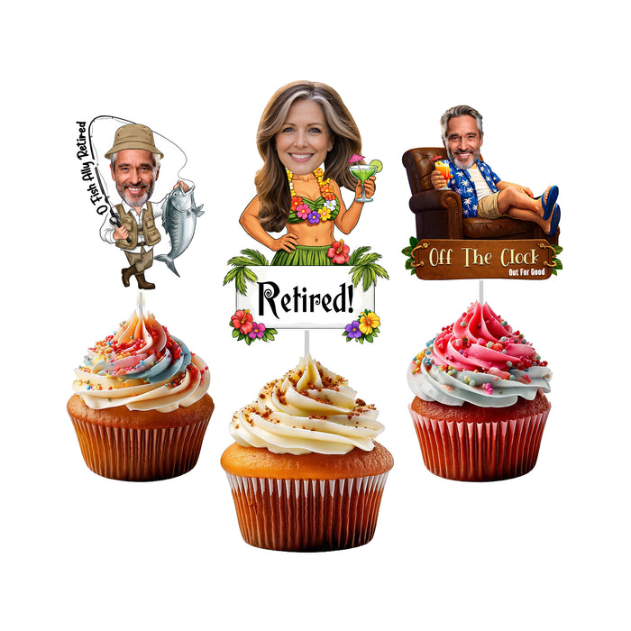 Personalized Retirement Cupcake Toppers – Custom Retirement Party Decorations with Your Photo