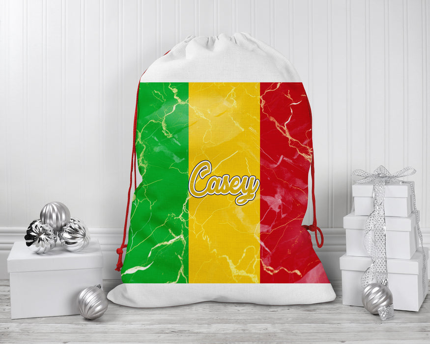 Personalized Reusable Santa Sack African Country Flag Series - Mali Flag