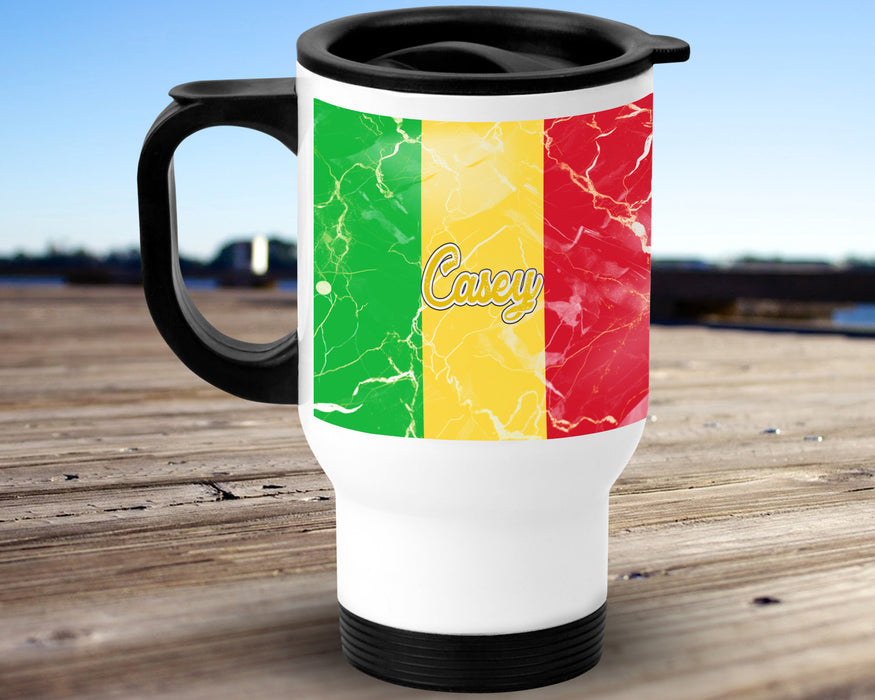 Personalized Insulated Travel Mug 14oz African Country Flag - Series Mali Flag