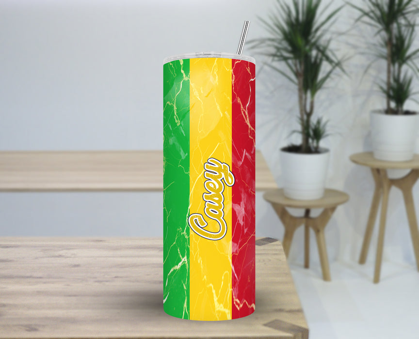 Personalized 30oz Travel Skinny Tumbler African Country Flag Series - Mali Flag