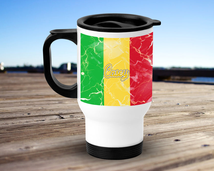 Personalized Insulated Travel Mug 14oz African Country Flag - Series Mali Flag