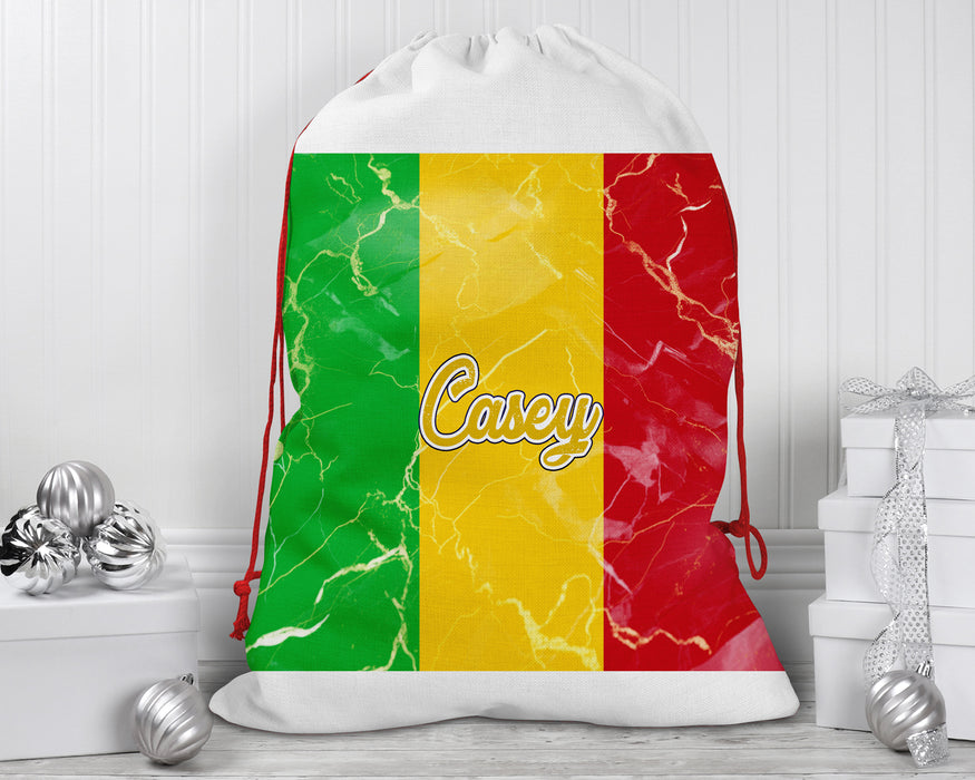 Personalized Reusable Santa Sack African Country Flag Series - Mali Flag