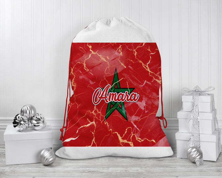 Personalized Reusable Santa Sack African Country Flag Series - Morocco Flag