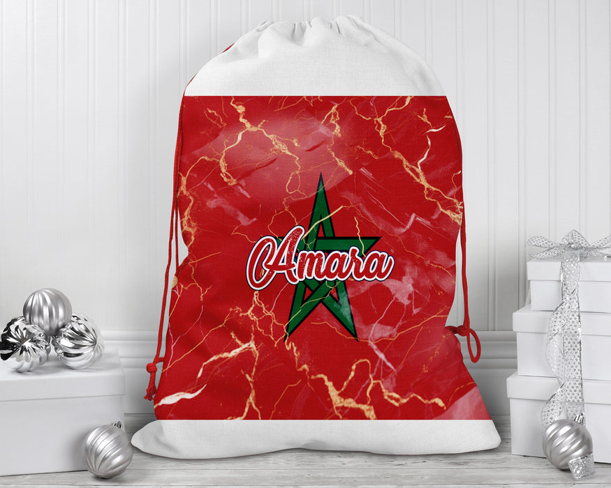 Personalized Reusable Santa Sack African Country Flag Series - Morocco Flag