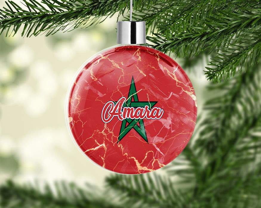 Personalized Christmas Tree Ornament African Country Flag Series - Morocco Flag