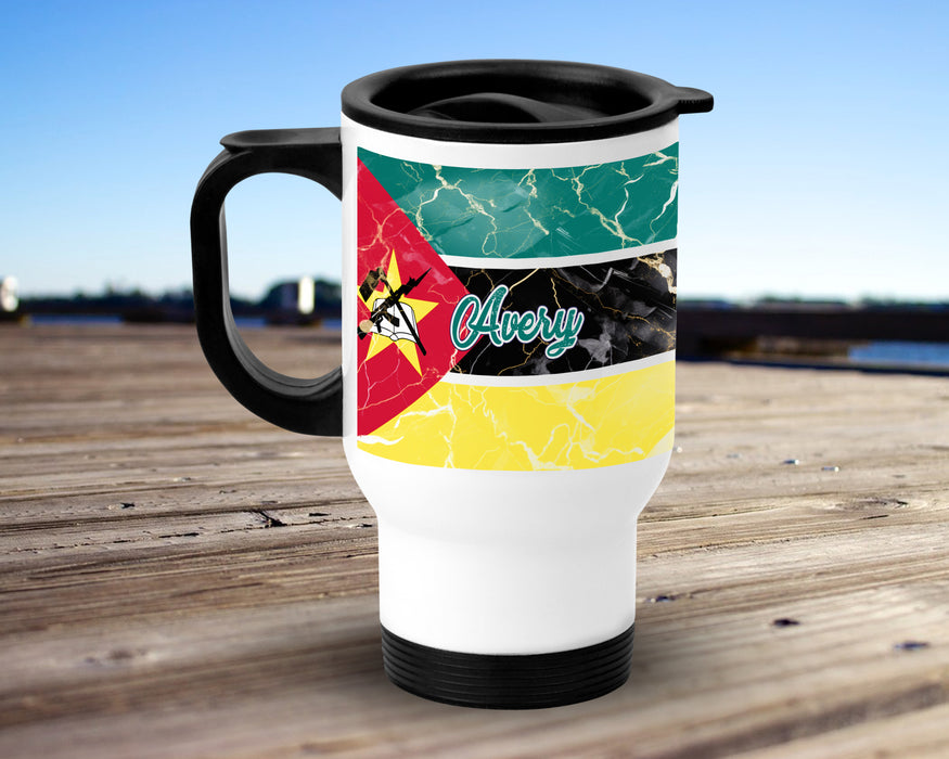 Personalized Insulated Travel Mug 14oz African Country Flag Series - Mozambique Flag