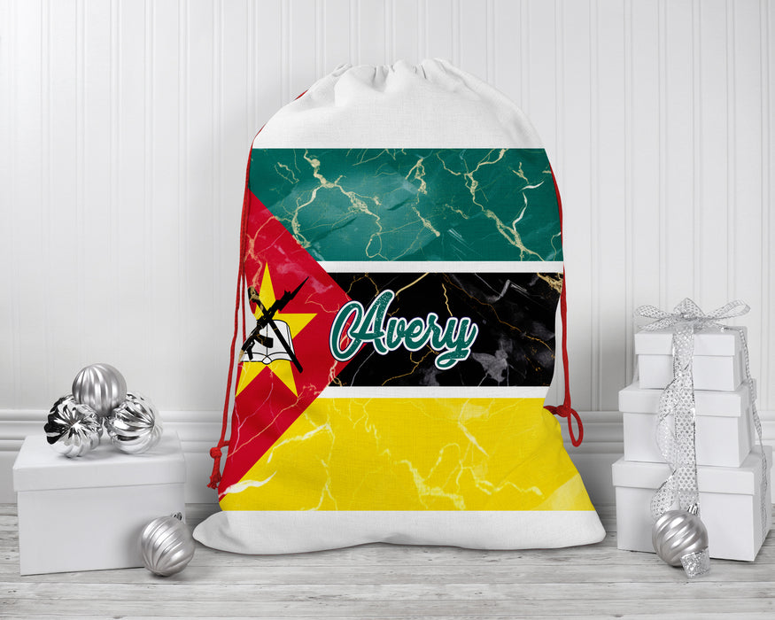 Personalized Reusable Santa Sack African Country Flag Series - Mozambique Flag