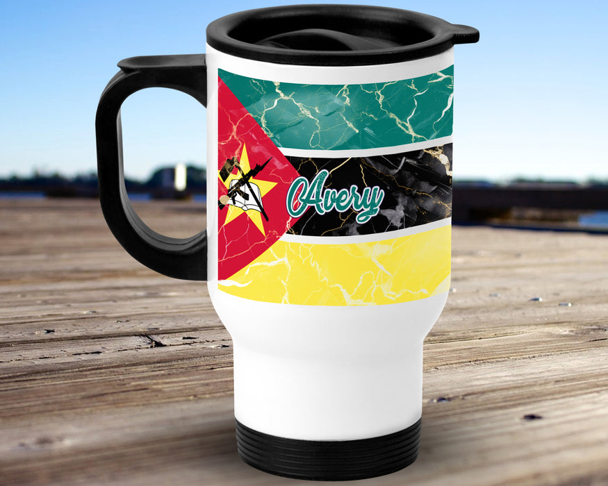 Personalized Insulated Travel Mug 14oz African Country Flag Series - Mozambique Flag