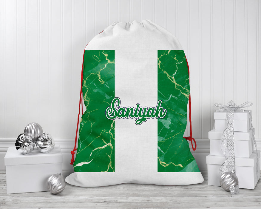 Personalized Reusable Santa Sack African Country Flag Series - Nigeria Flag