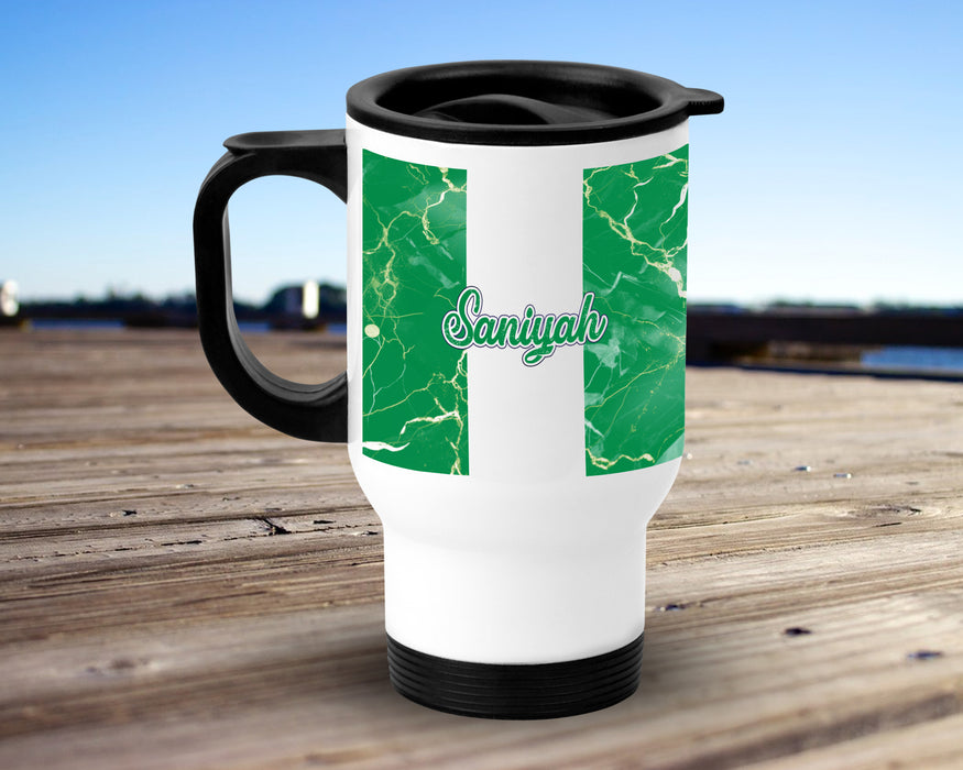 Personalized Insulated Travel Mug 14oz African Country Flag Series - Nigeria Flag
