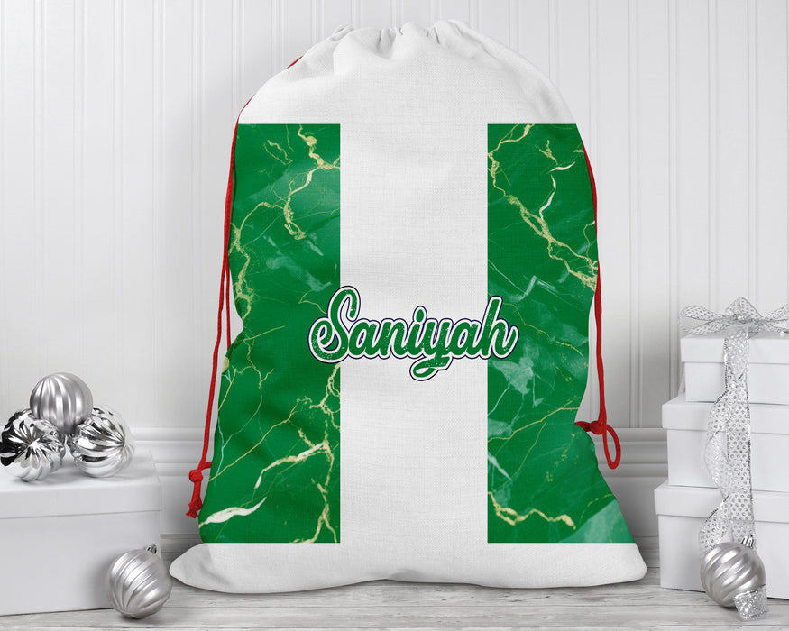 Personalized Reusable Santa Sack African Country Flag Series - Nigeria Flag