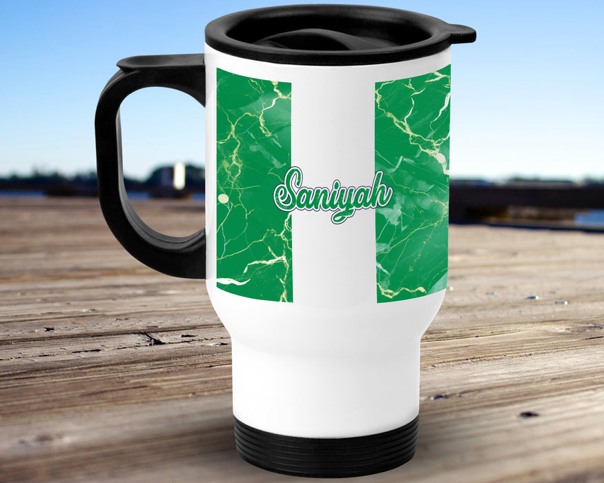 Personalized Insulated Travel Mug 14oz African Country Flag Series - Nigeria Flag