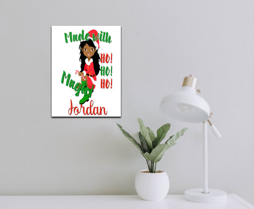 Personalized Pretty Brown Woman Made With Magic Elf Wall Art