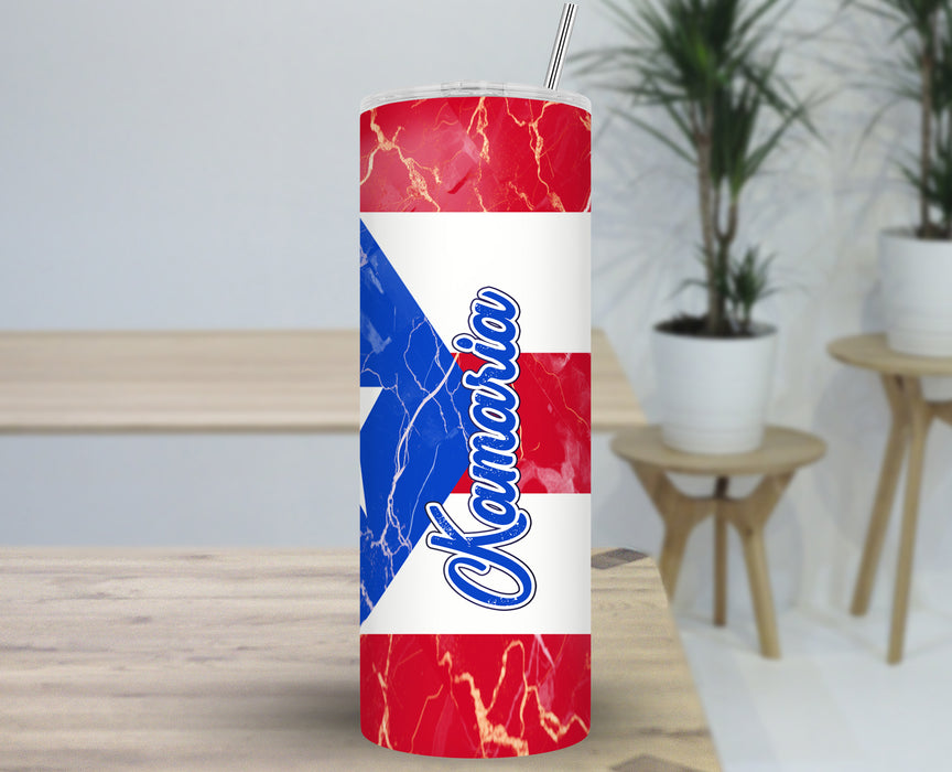 Personalized 30oz Travel Skinny Tumbler Country Flag Series - Puerto Rico Flag