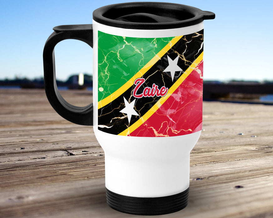 Personalized Insulated Travel Mug 14oz Country Flag Series - Saint Kitts and Nevis Flag