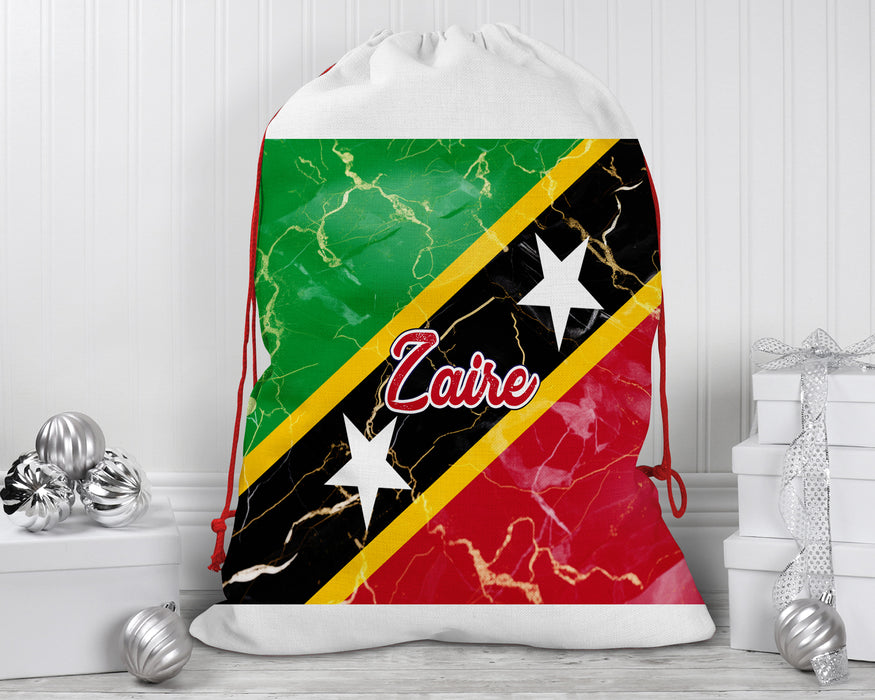 Personalized Reusable Santa Sack Flag Series - Saint Kitts and Nevis Flag