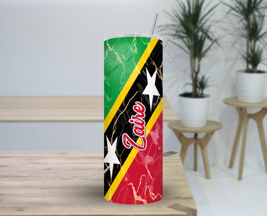 Personalized 30oz Travel Skinny Tumbler Country Flag Series - Saint Kitts and Nevis Flag