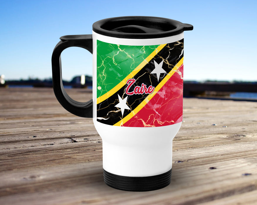 Personalized Insulated Travel Mug 14oz Country Flag Series - Saint Kitts and Nevis Flag