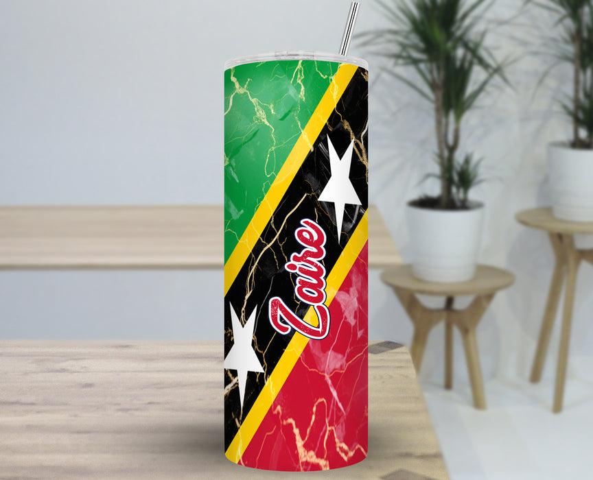 Personalized 30oz Travel Skinny Tumbler Country Flag Series - Saint Kitts and Nevis Flag