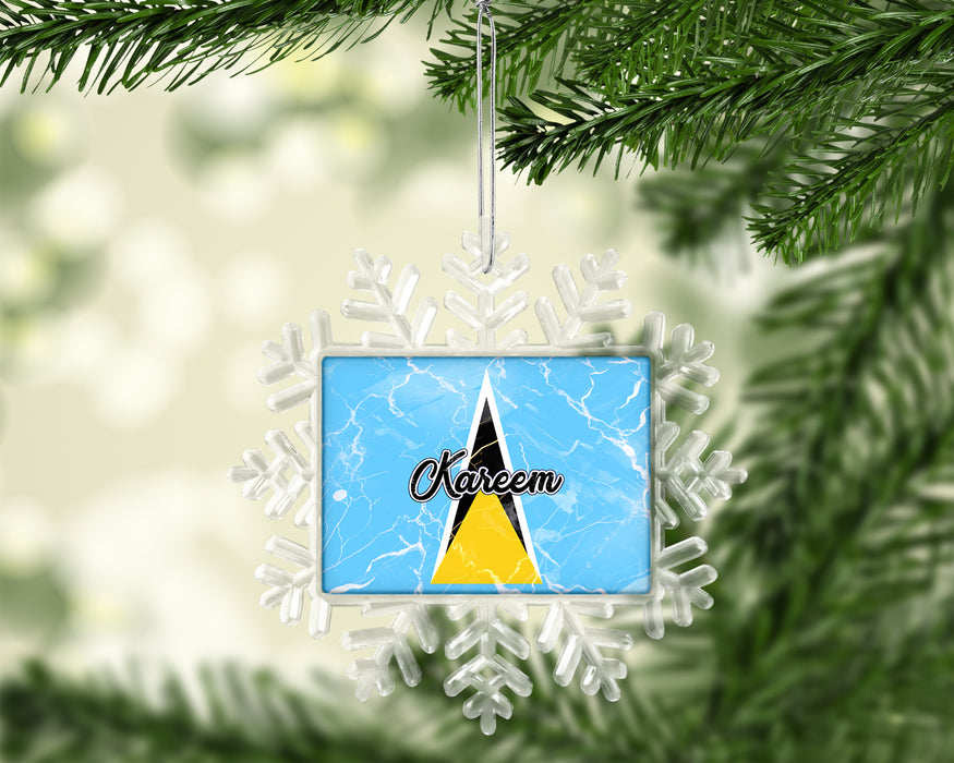 Personalized Christmas Tree Ornament Country Flag Series - Saint Lucia Flag